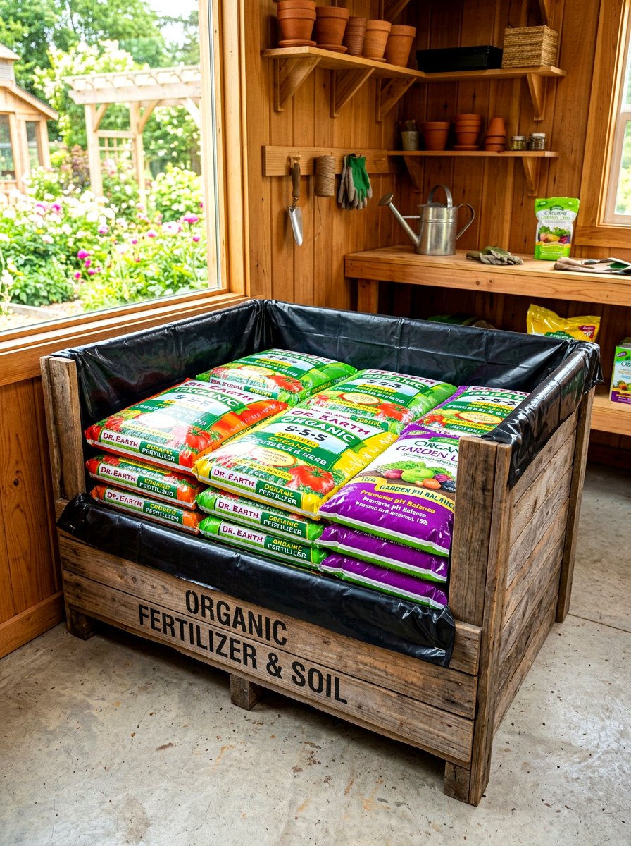 Fertilizer Bag Storage Crate - 30 garden crate storage ideas