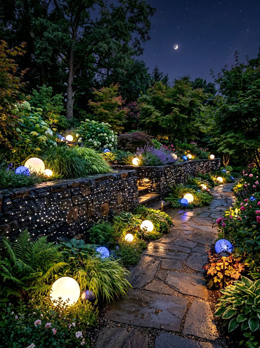 Fiber Optic Starry Wall - 30 retaining wall lighting ideas