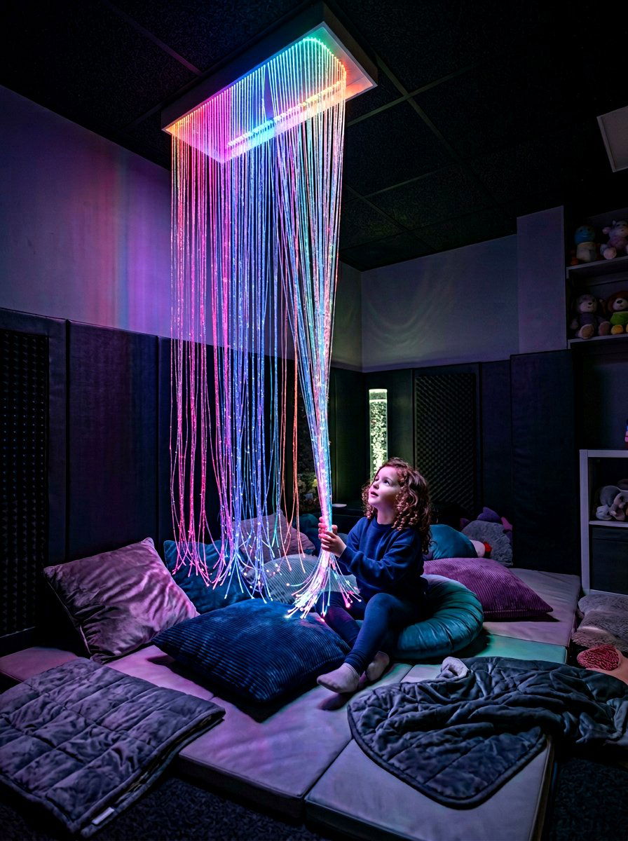 Fiber optic lighting for sensory room - 30 sensory playroom ideas