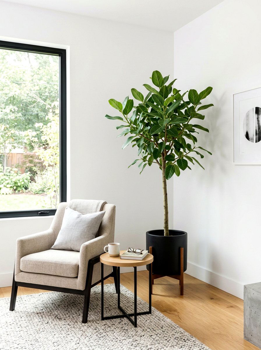 Ficus Audrey Modern Nook - 30 indoor tree corner ideas