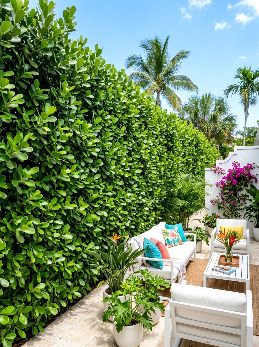 Ficus Hedge Screen - 30 hedge wall patio ideas