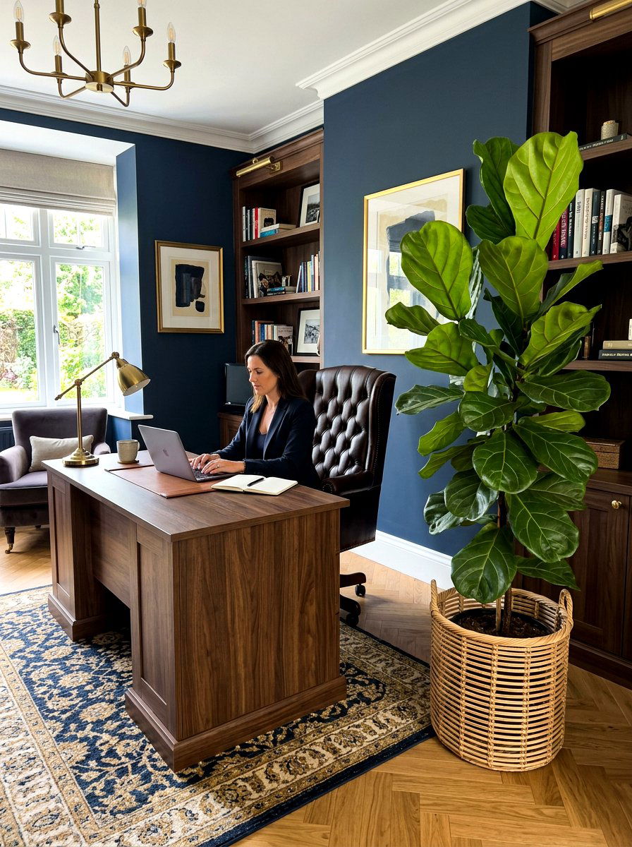 Fiddle Leaf Fig Statement Piece - 30 home office plant ideas
