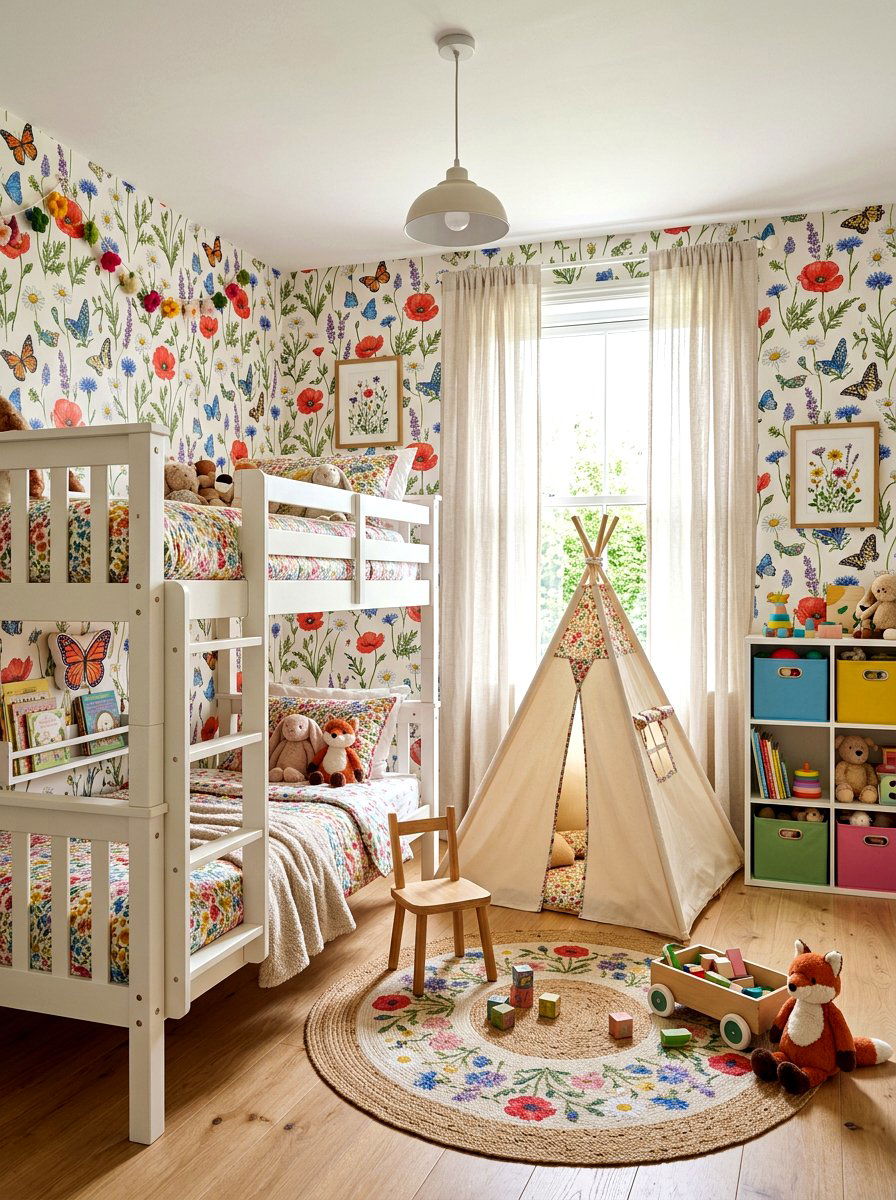 Field Flower Kids Room Wallpaper - 30 spring floral wallpaper ideas