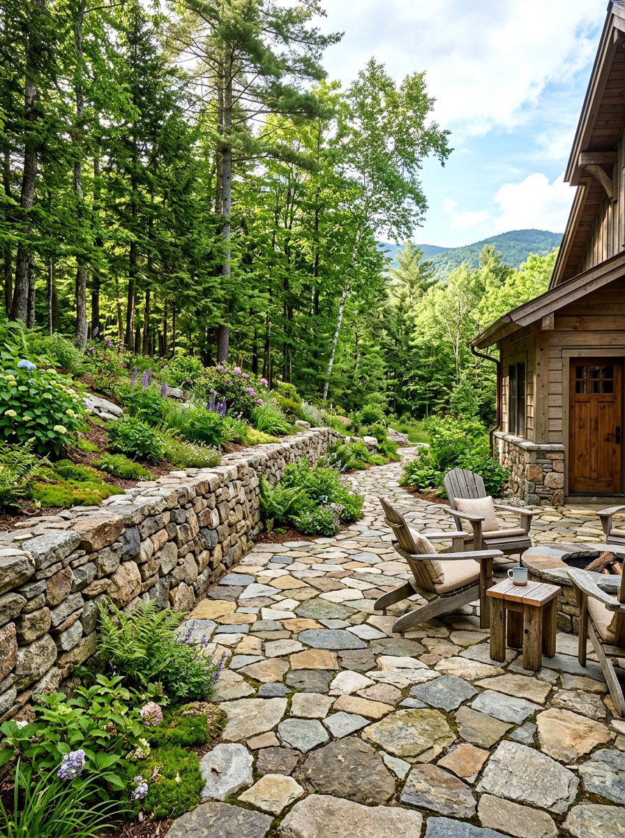 Fieldstone Courtyard - 30 stone courtyard patio ideas