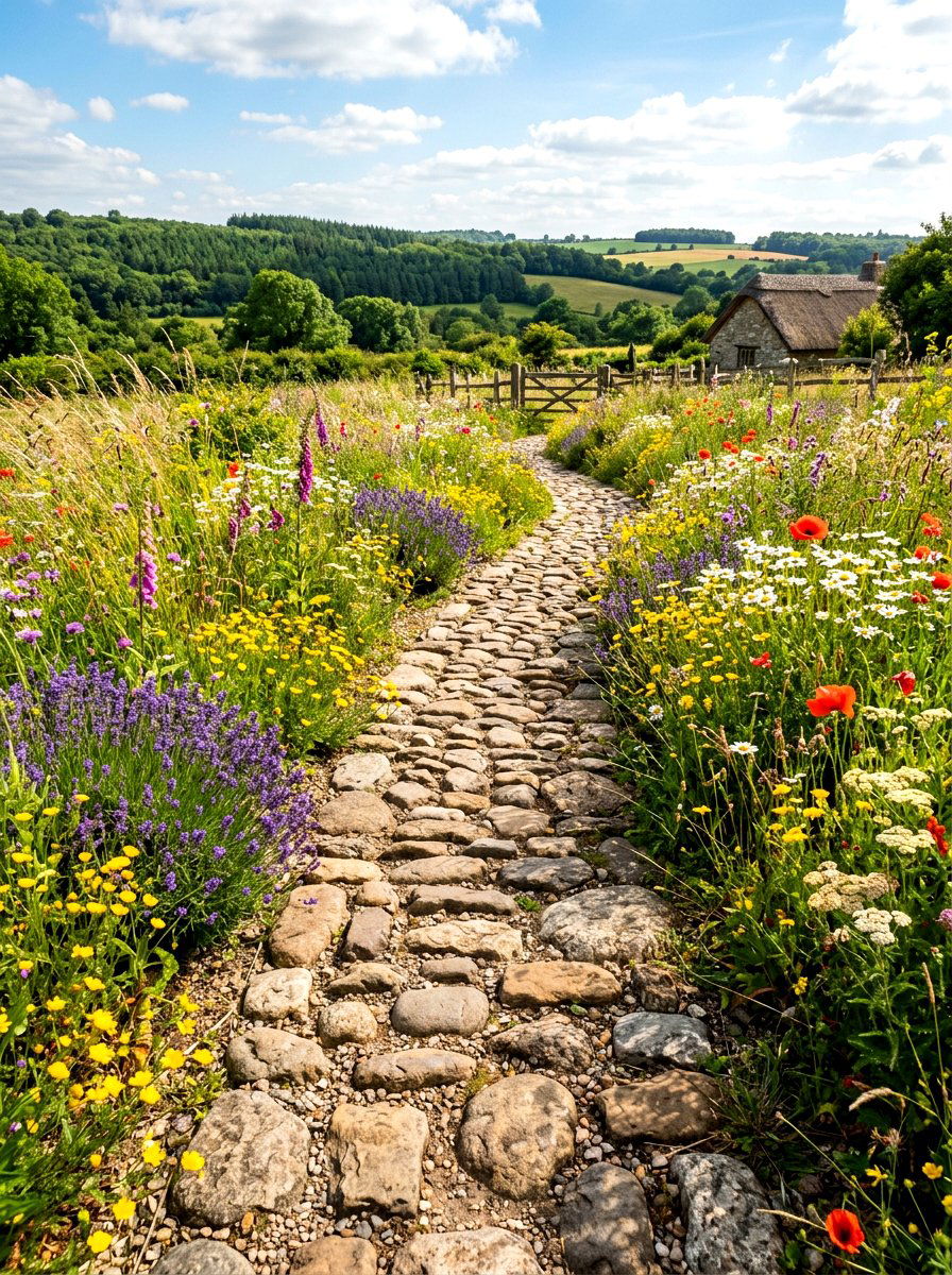 Fieldstone Garden Path - 30 stepping path backyard ideas