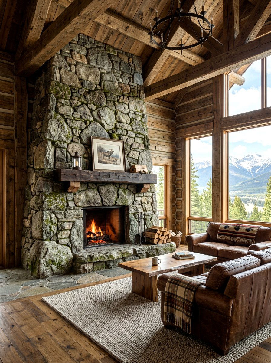 Fieldstone Hearth - 30 fireplace hearth ideas