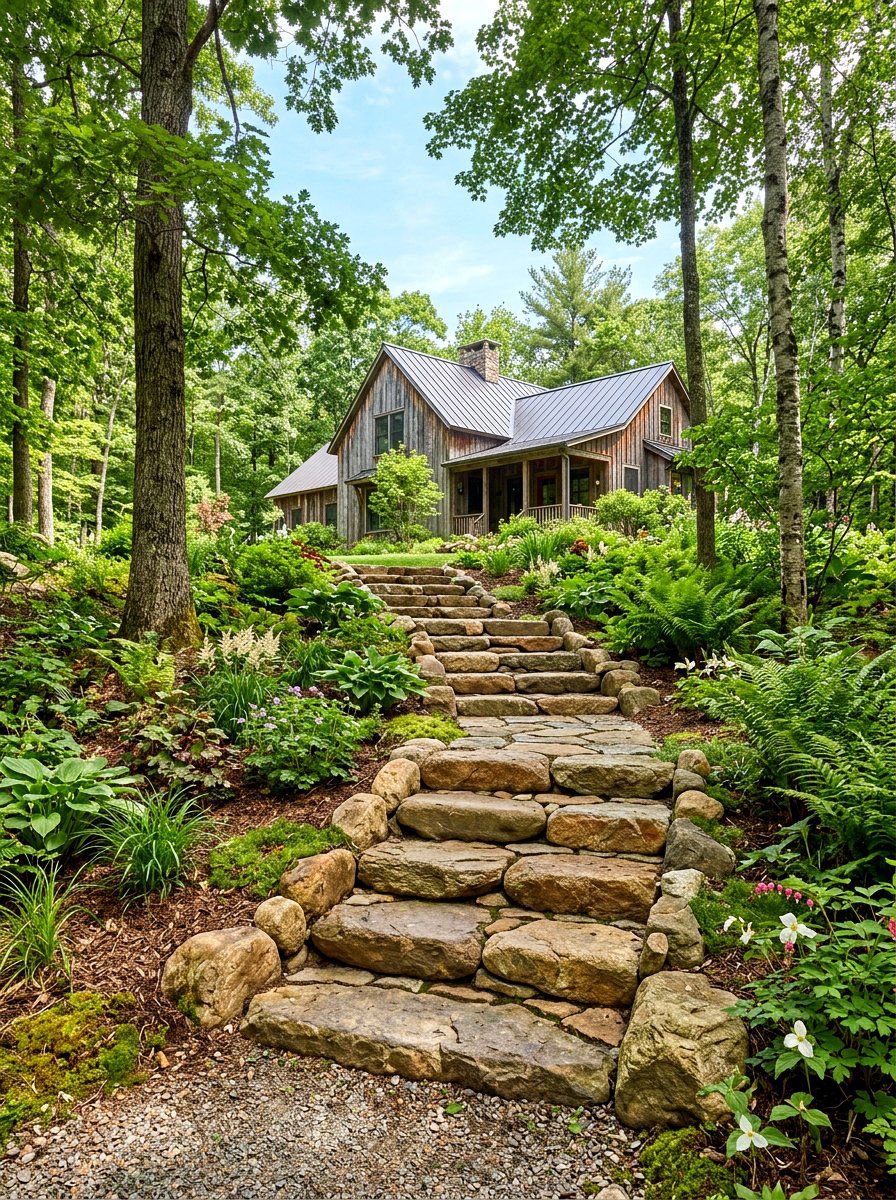 Fieldstone Landscape Steps - 30 retaining wall stairs ideas