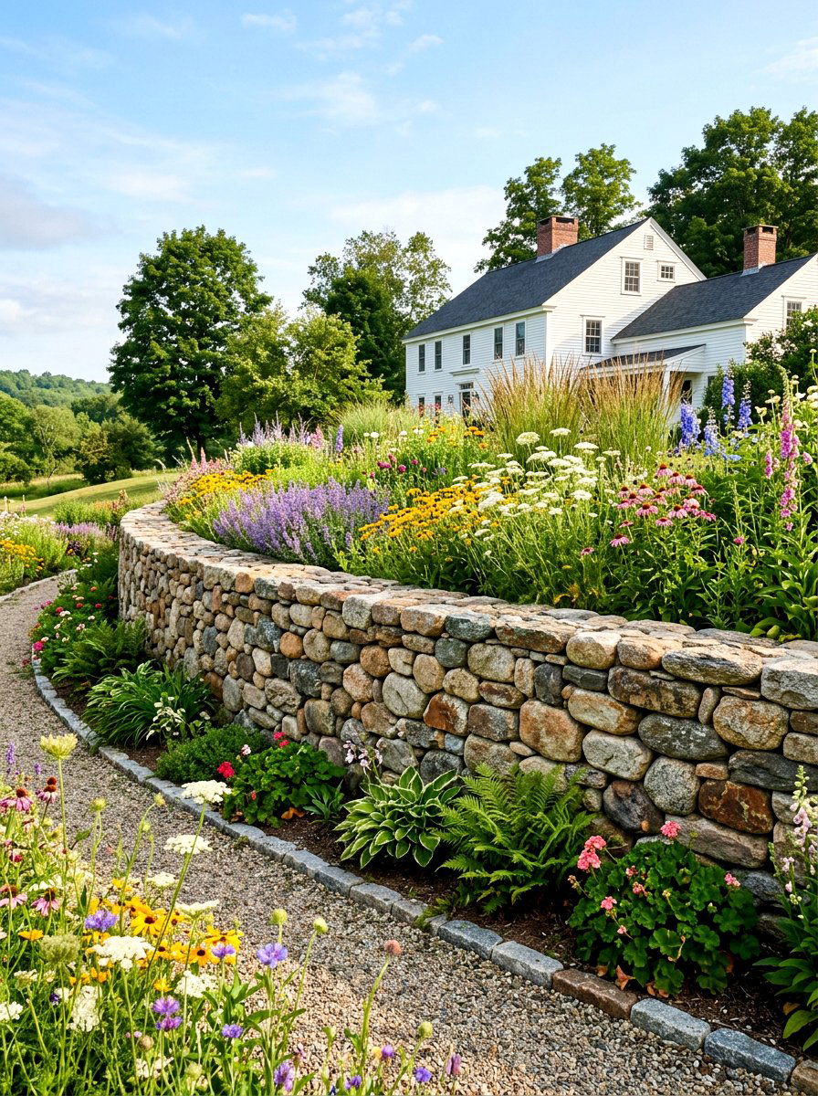 Fieldstone Retaining Wall - 30 retaining wall ideas