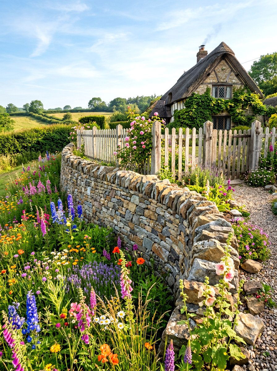 Fieldstone Retaining Wall - 30 garden retaining wall ideas