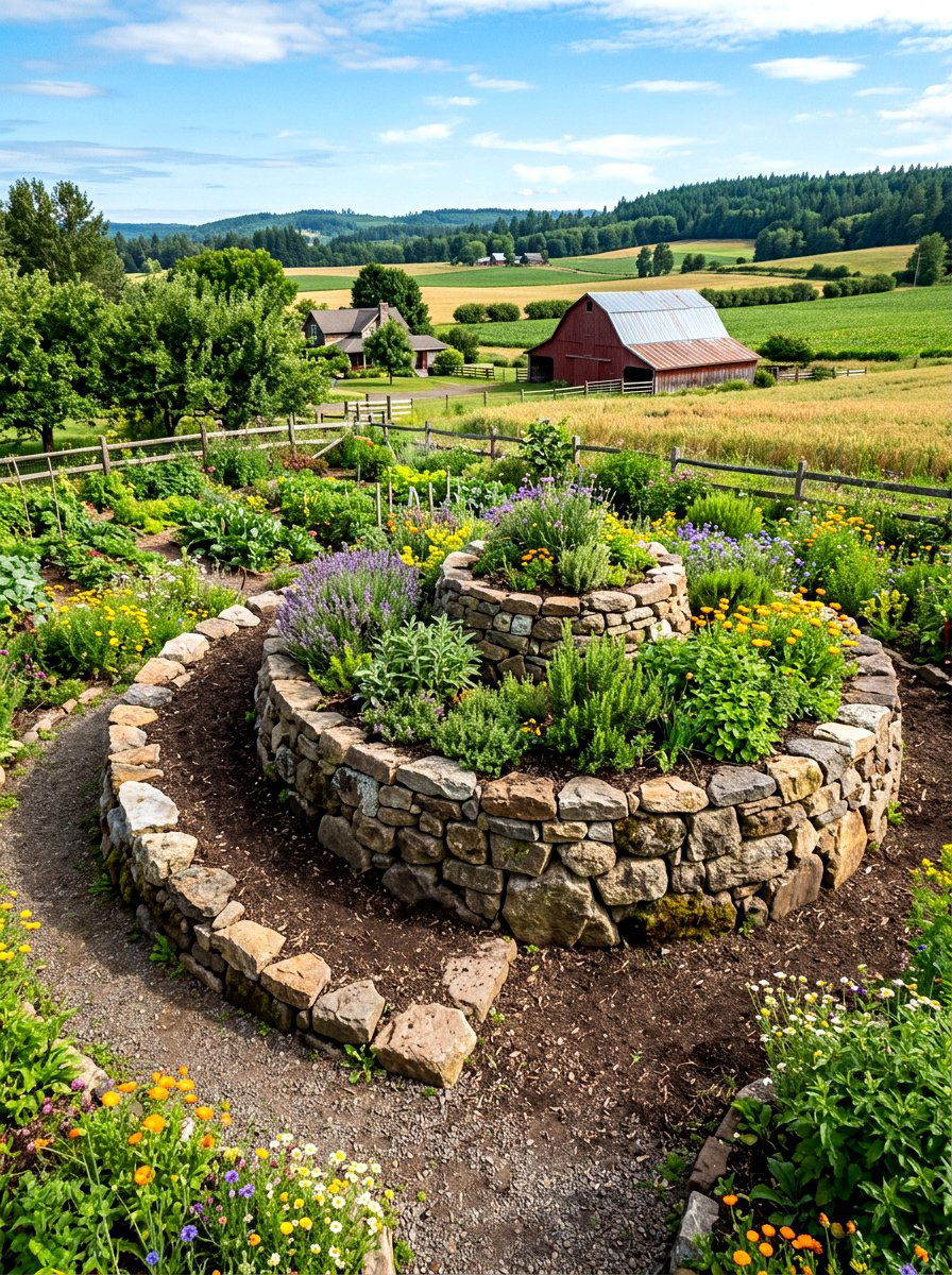 Fieldstone herb spiral - 30 herb spiral ideas