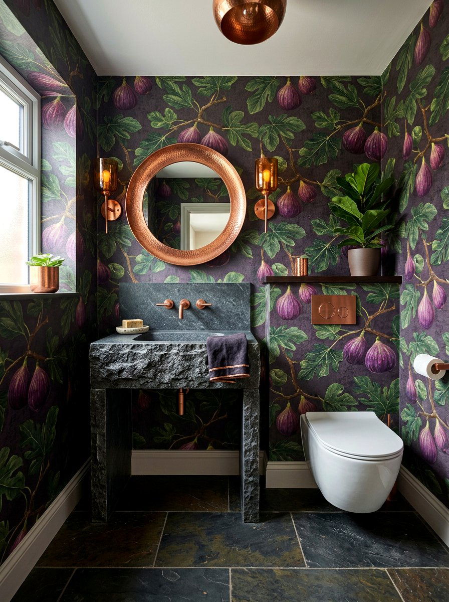 Fig Wallpaper - 30 fruit wallpaper powder room ideas