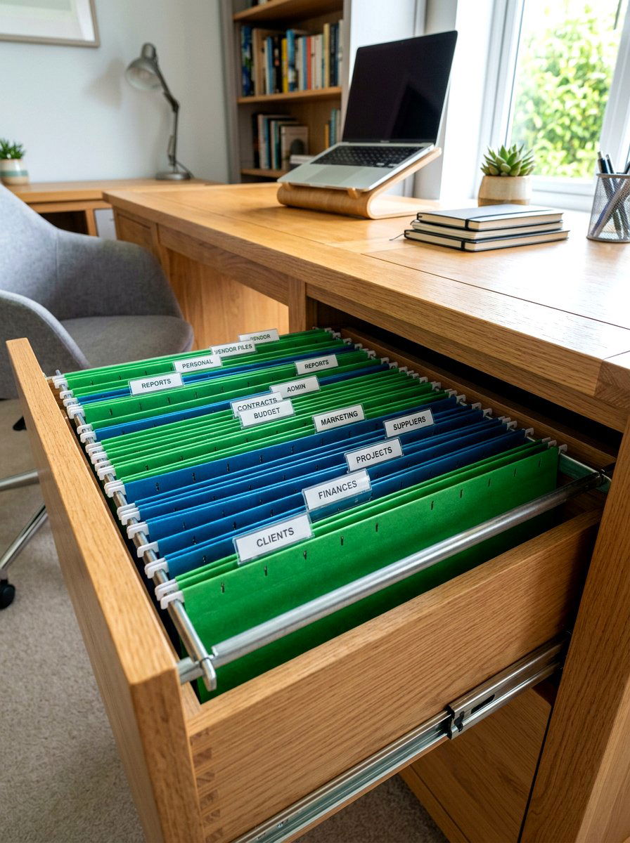 File Folder Storage - 30 deep drawer storage ideas