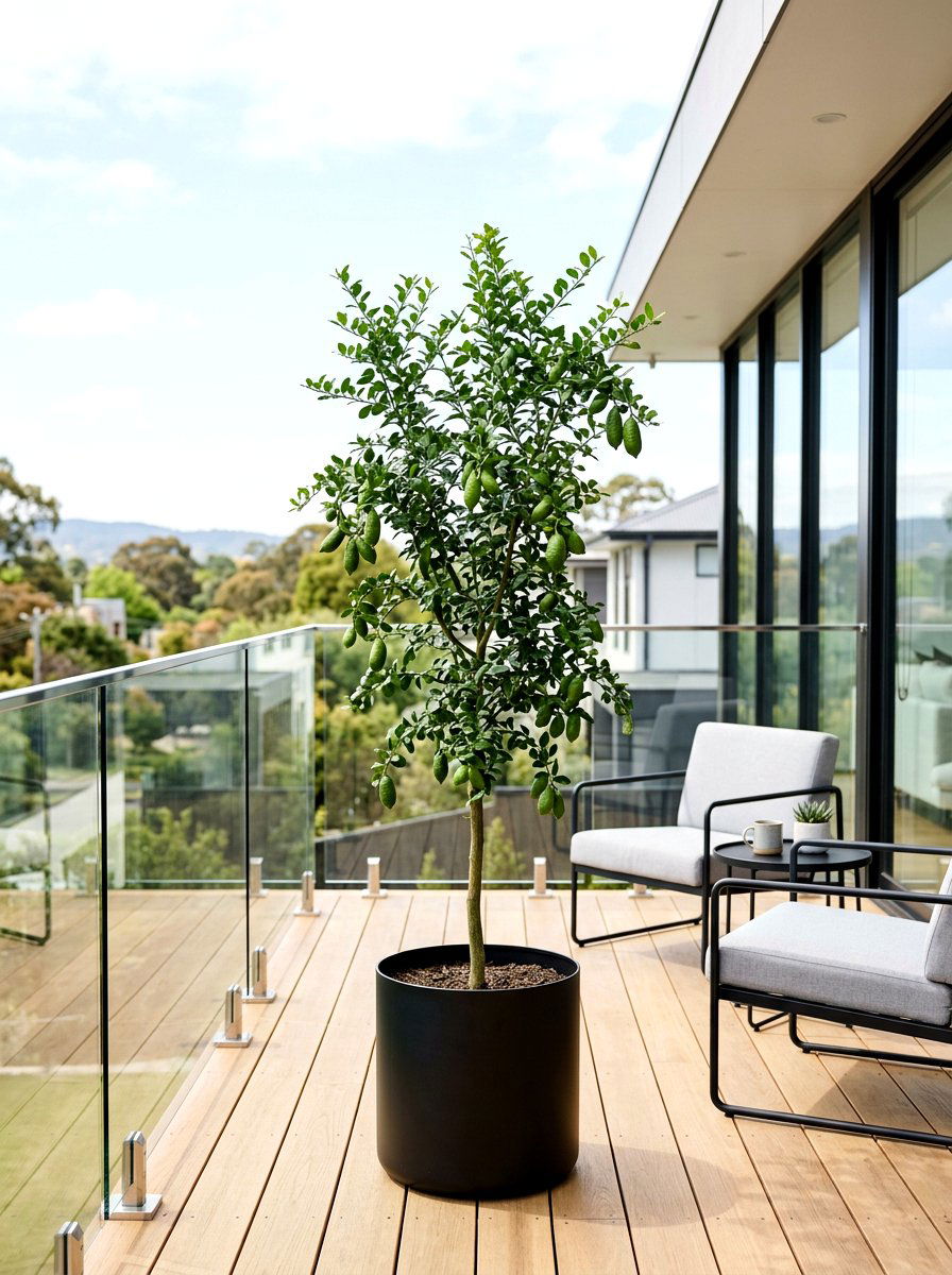 Finger Lime Tree Modern Minimalist Deck - 30 citrus patio tree ideas