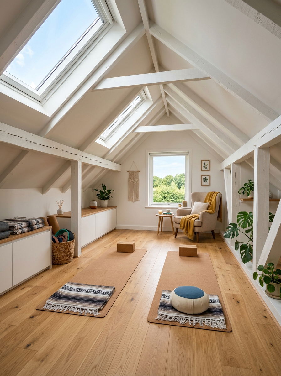 Finished Attic Yoga Room - 30 yoga studio home ideas