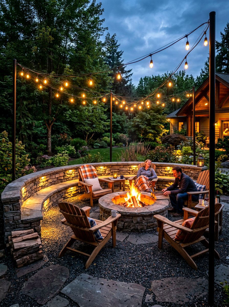 Fire Pit Area Lighting - 30 outdoor structure lighting ideas