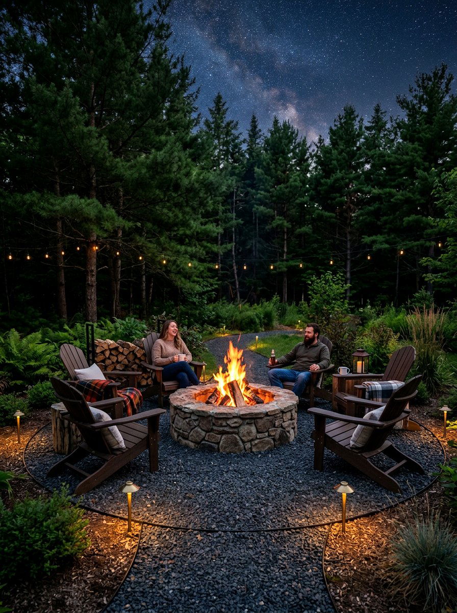 Fire Pit Area - 30 backyard lighting ideas