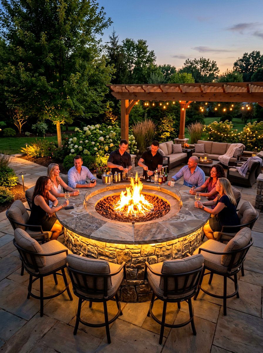 Fire Pit Bar Combo - 30 poolside bar ideas