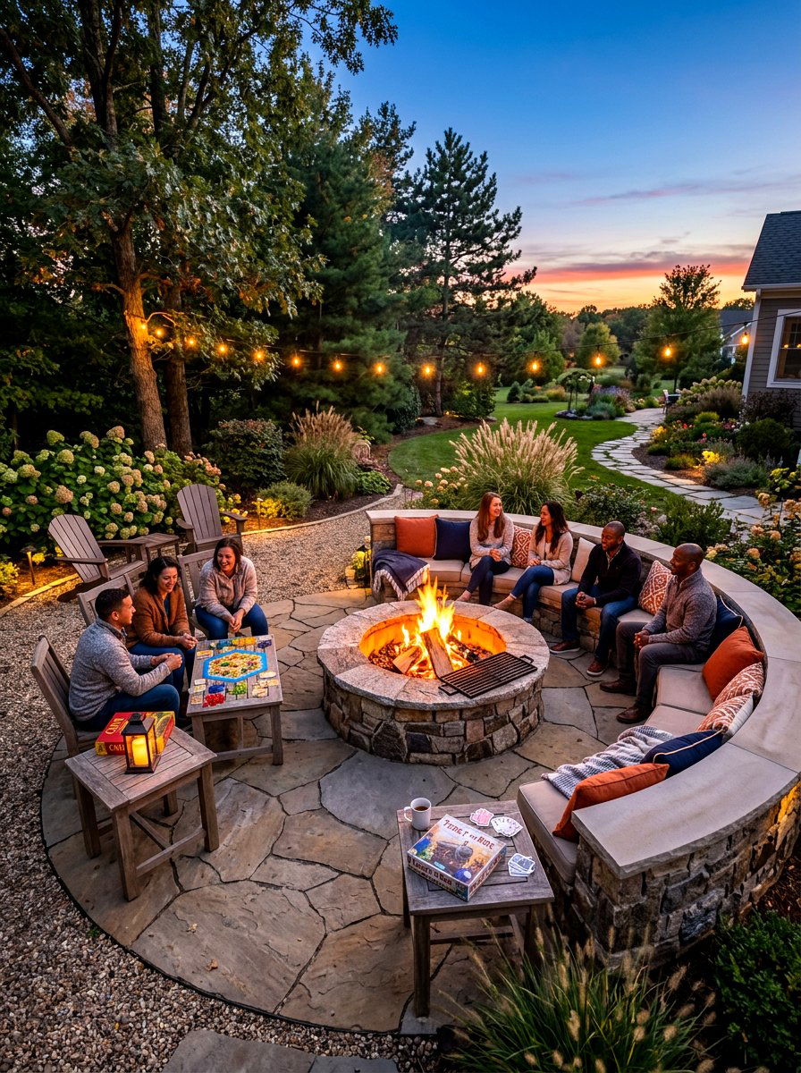 Fire Pit Game Zone - 30 backyard game area ideas