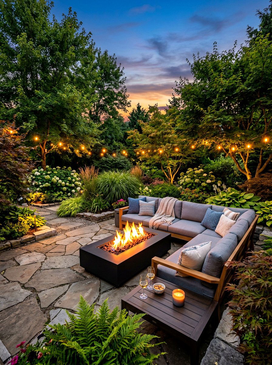 Fire Pit Lounge - 30 terrace garden ideas