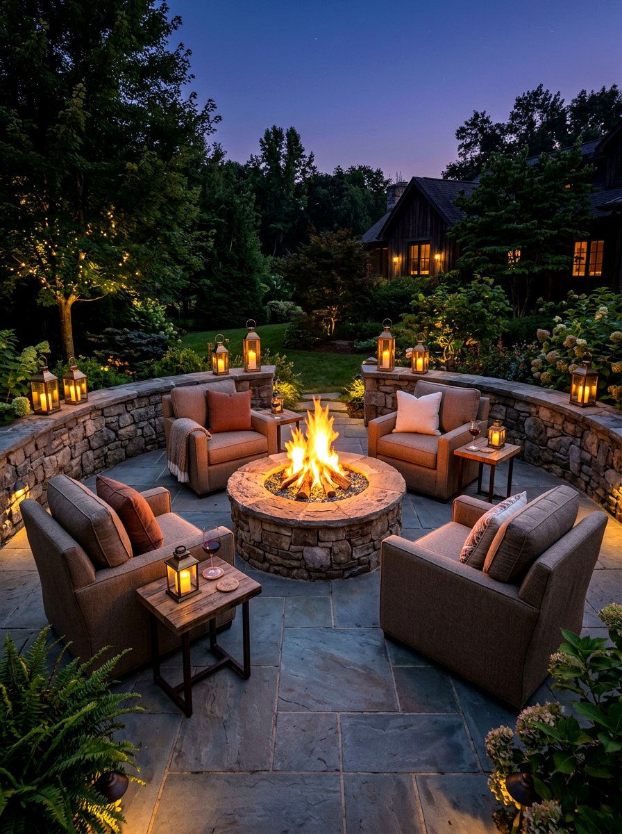 Fire Pit Lounge - 30 plush patio seating ideas