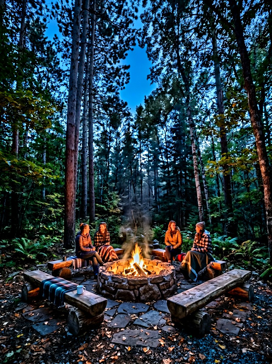 Fire Pit Moonlighting From Trees - 30 fire pit lighting ideas