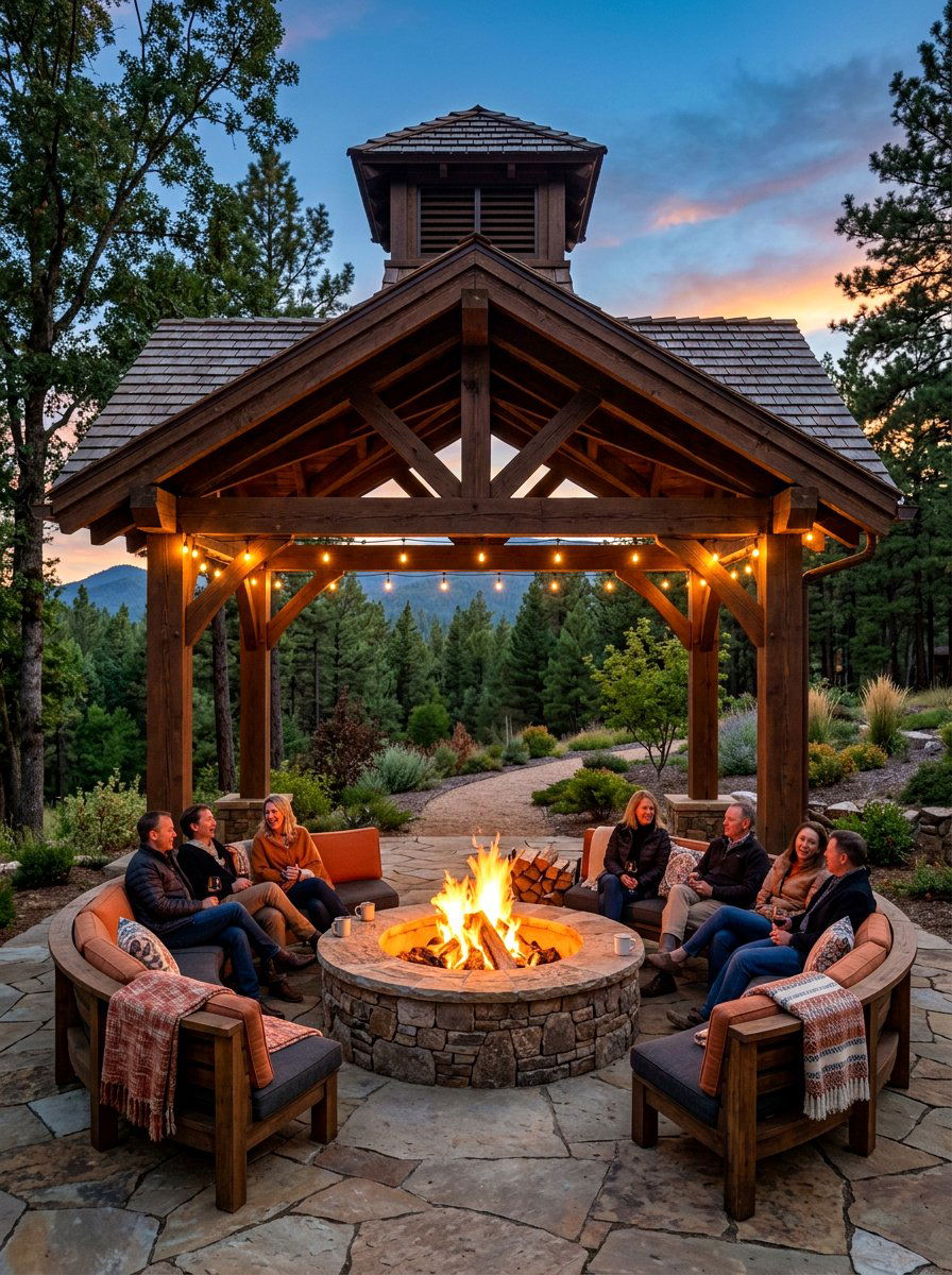 Fire Pit Pavilion - 30 rustic pavilion ideas