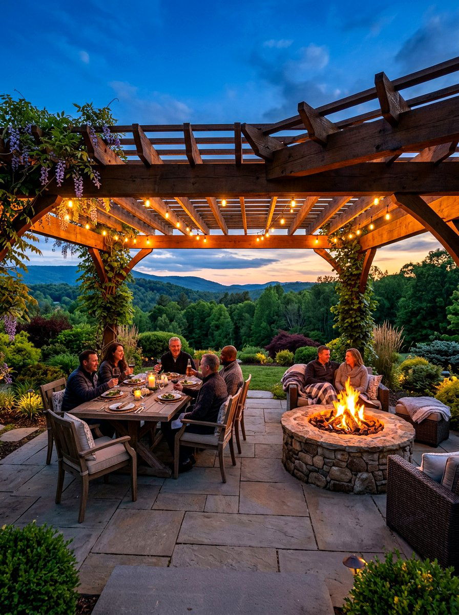 Fire Pit Pergola - 30 pergola dining backyard ideas