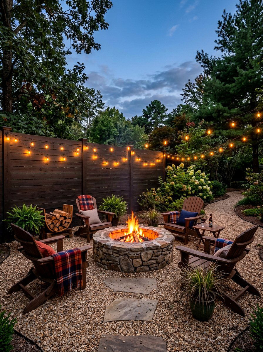 Fire Pit Seating - 30 cozy outdoor lighting ideas
