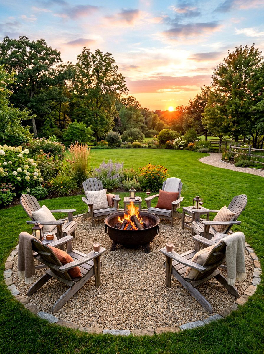 Fire Pit Seating - 30 pea gravel patio ideas