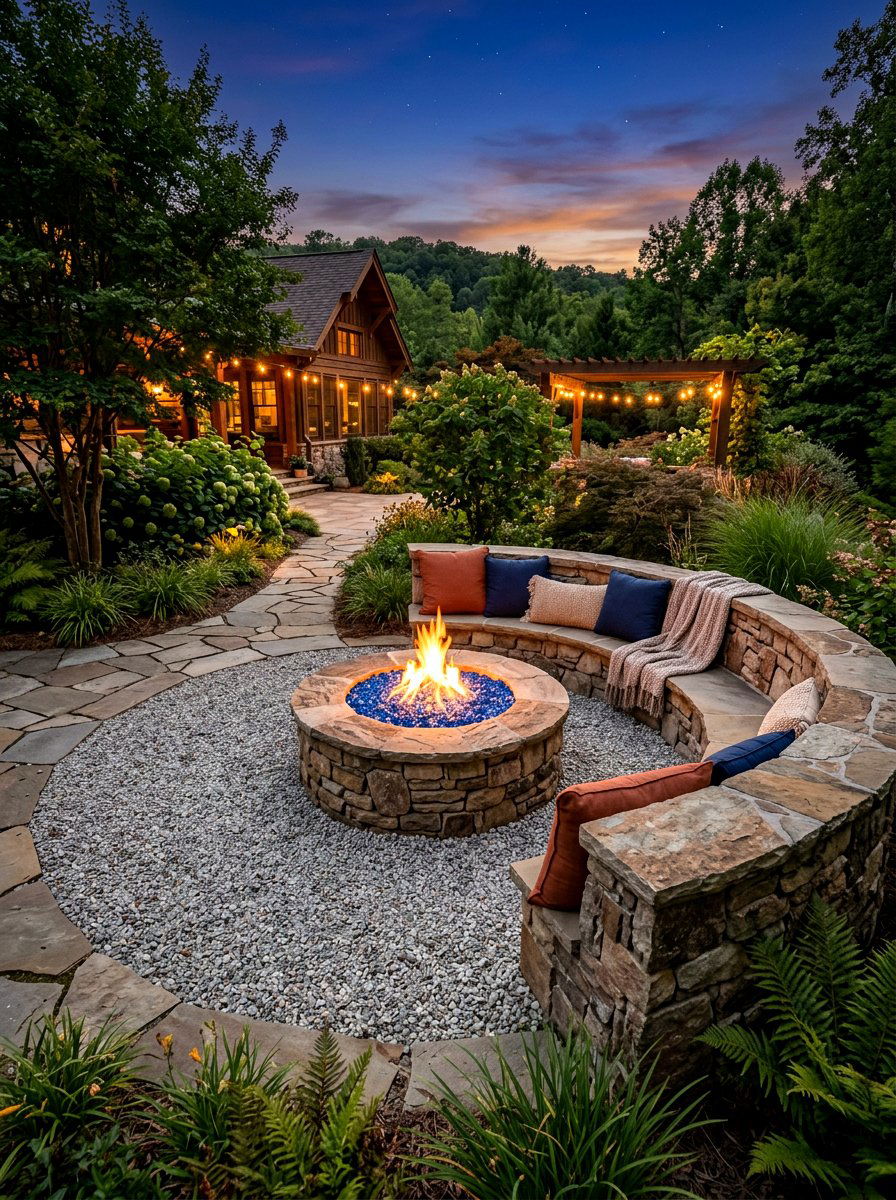 Fire Pit Seating - 30 built in bench backyard ideas