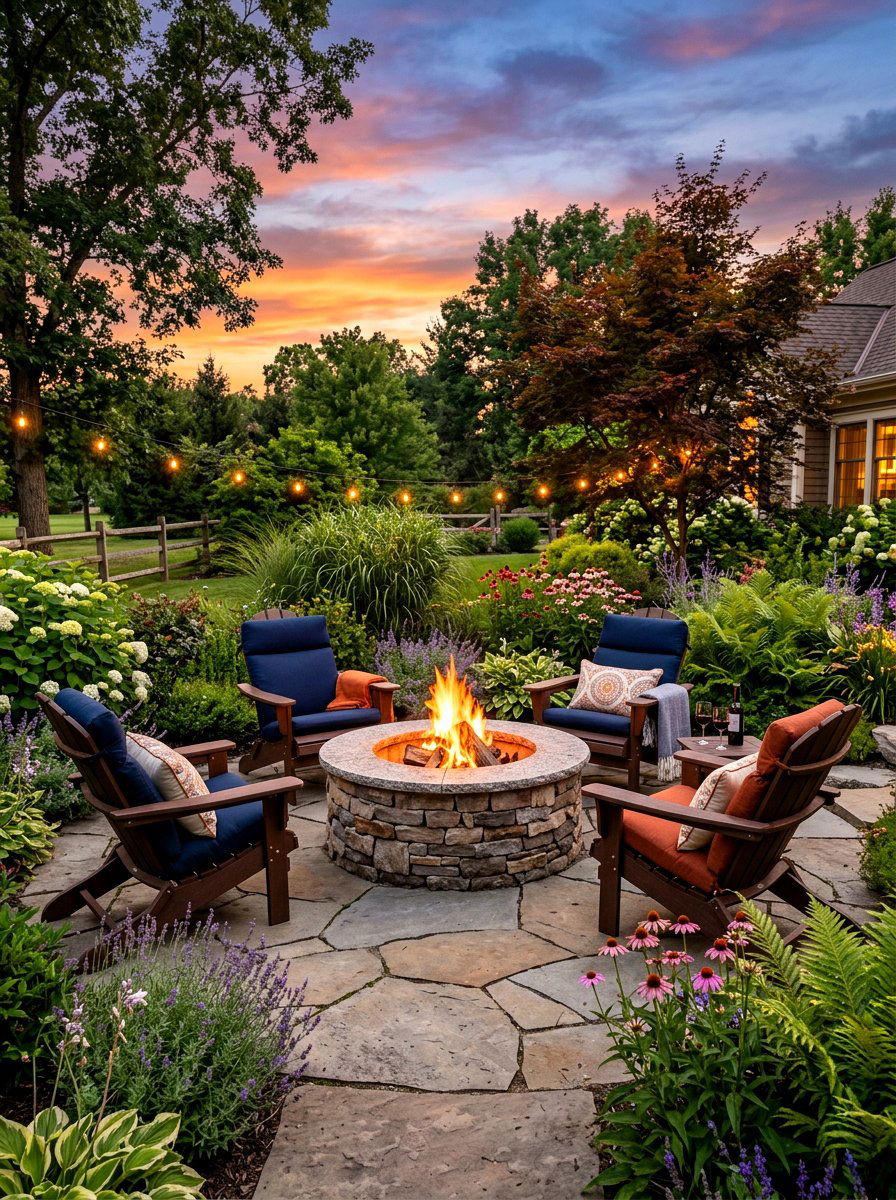 Fire Pit Seating Area - 30 patio dinner party ideas