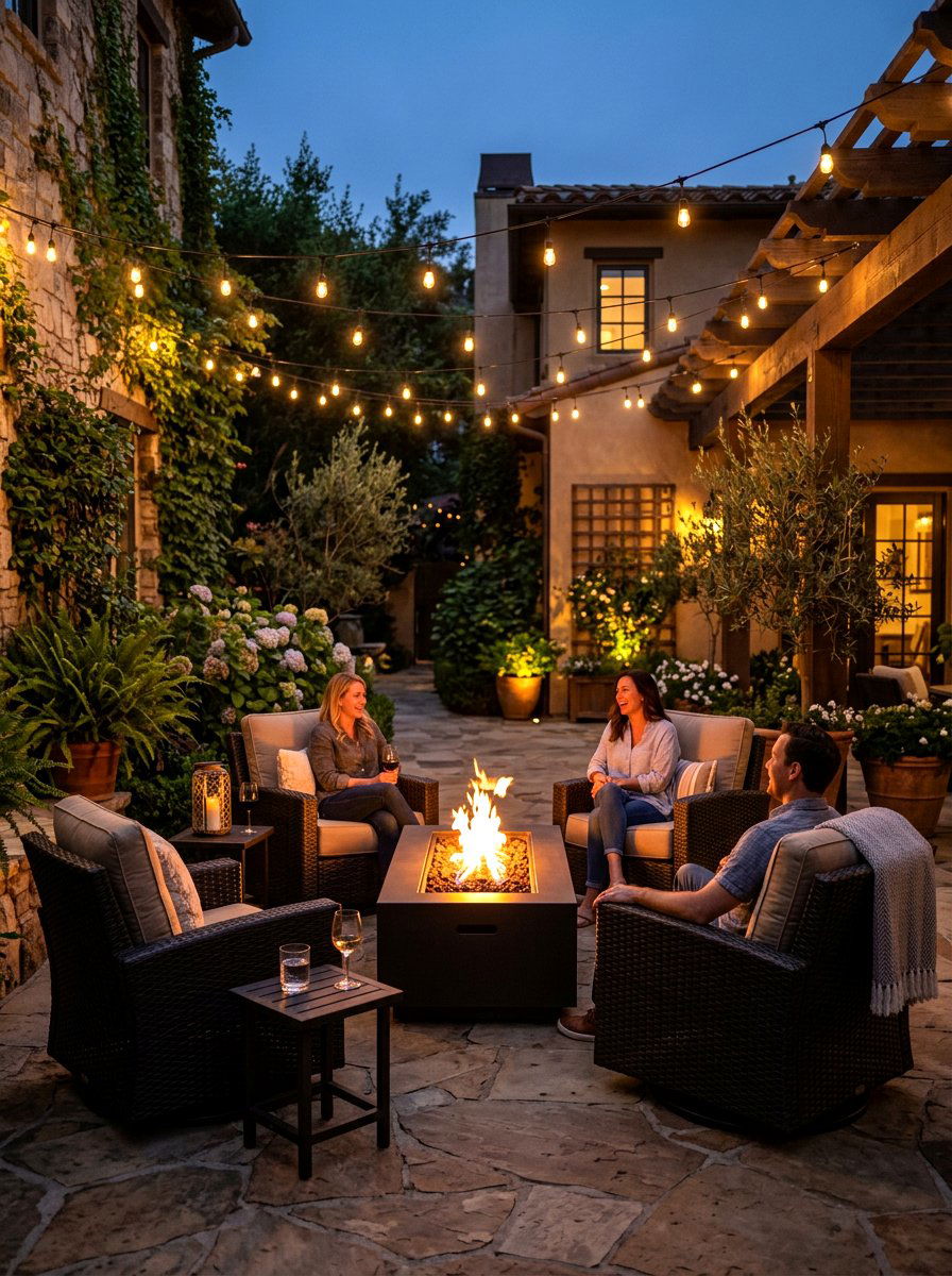 Fire Pit Seating Set - 30 courtyard patio furniture ideas