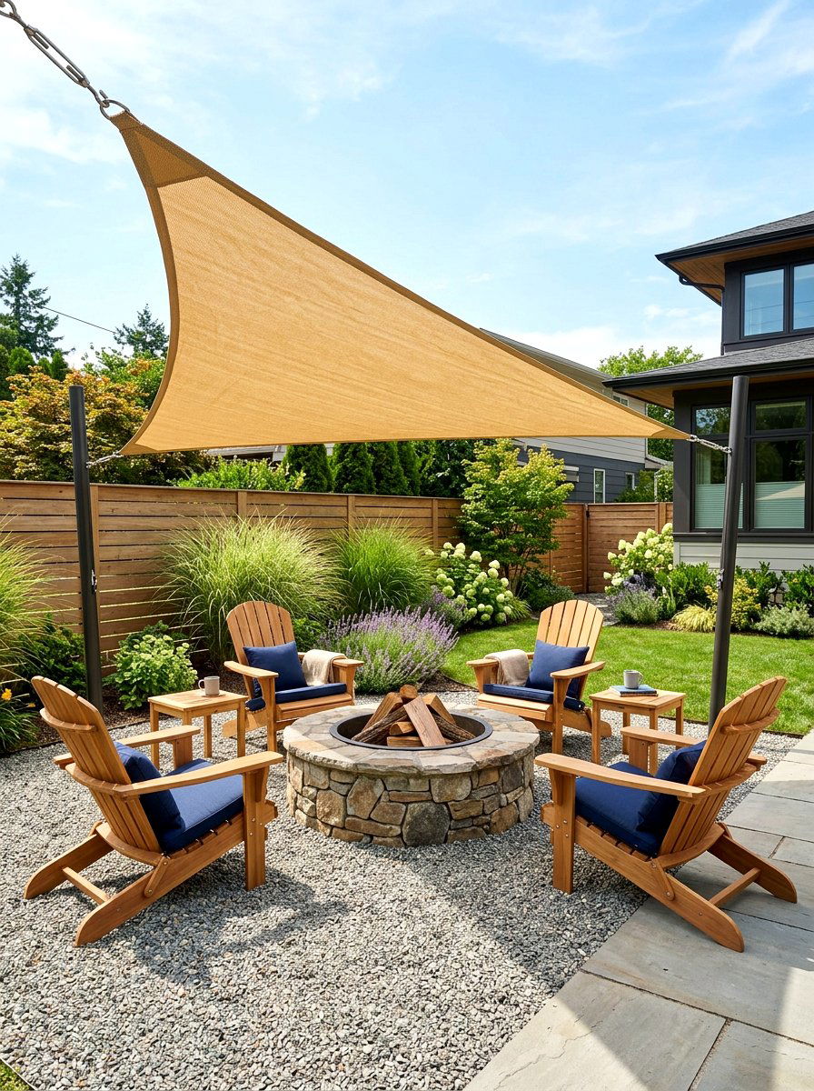 Fire Pit Seating Shade - 30 sun sail patio ideas