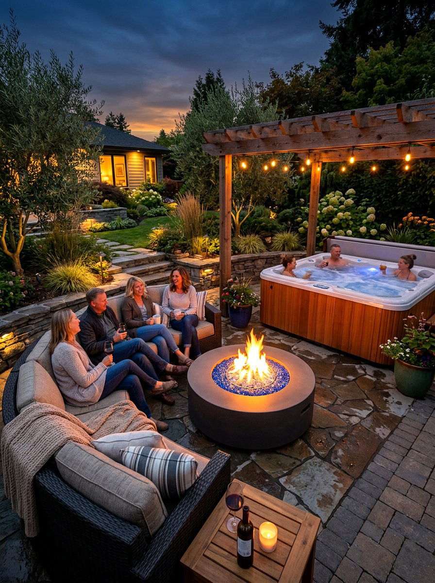 Fire Pit Spa Area - 30 spa backyard ideas