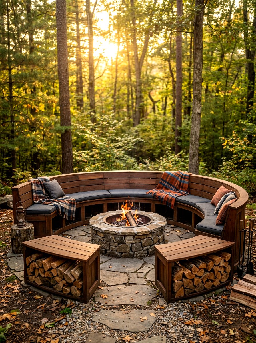 Fire Pit Storage Seating - 30 patio storage bench seating ideas