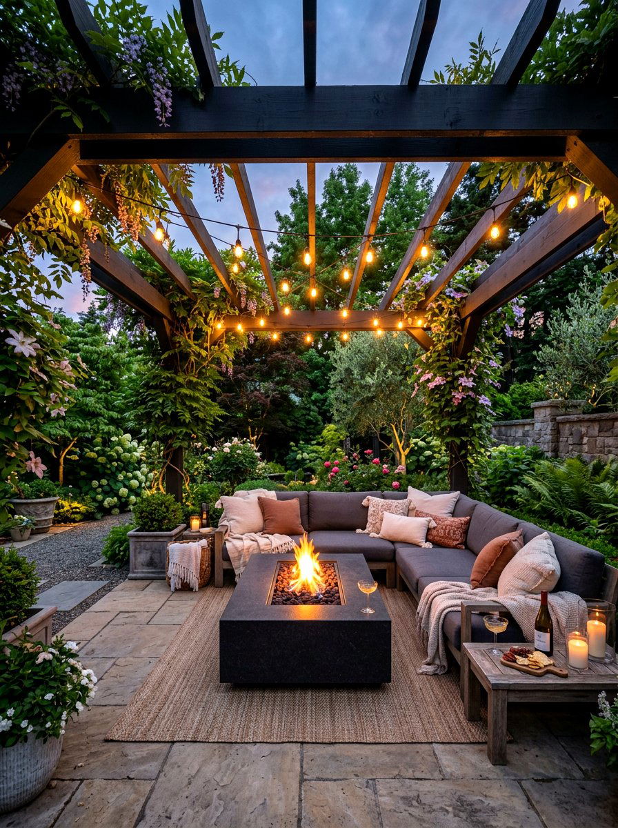 Fire Pit Under Pergola - 30 gas fire pit ideas