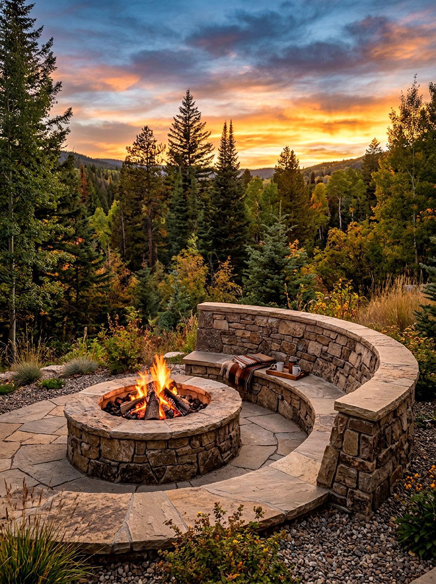 Fire Pit With Backrest Seat Wall - 30 seat wall fire pit ideas