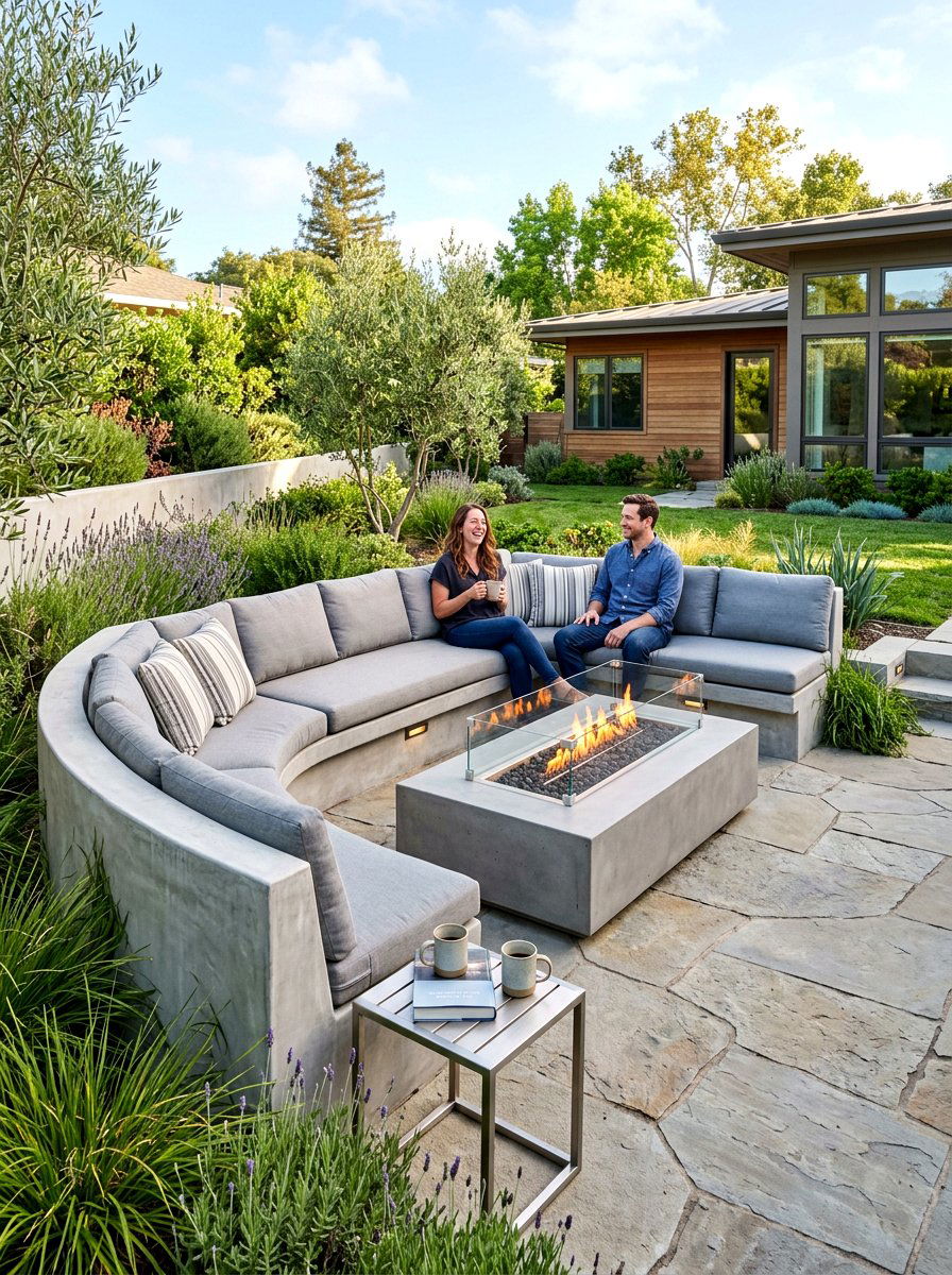 Fire Pit With Bench Seating - 30 fire pit landscaping ideas