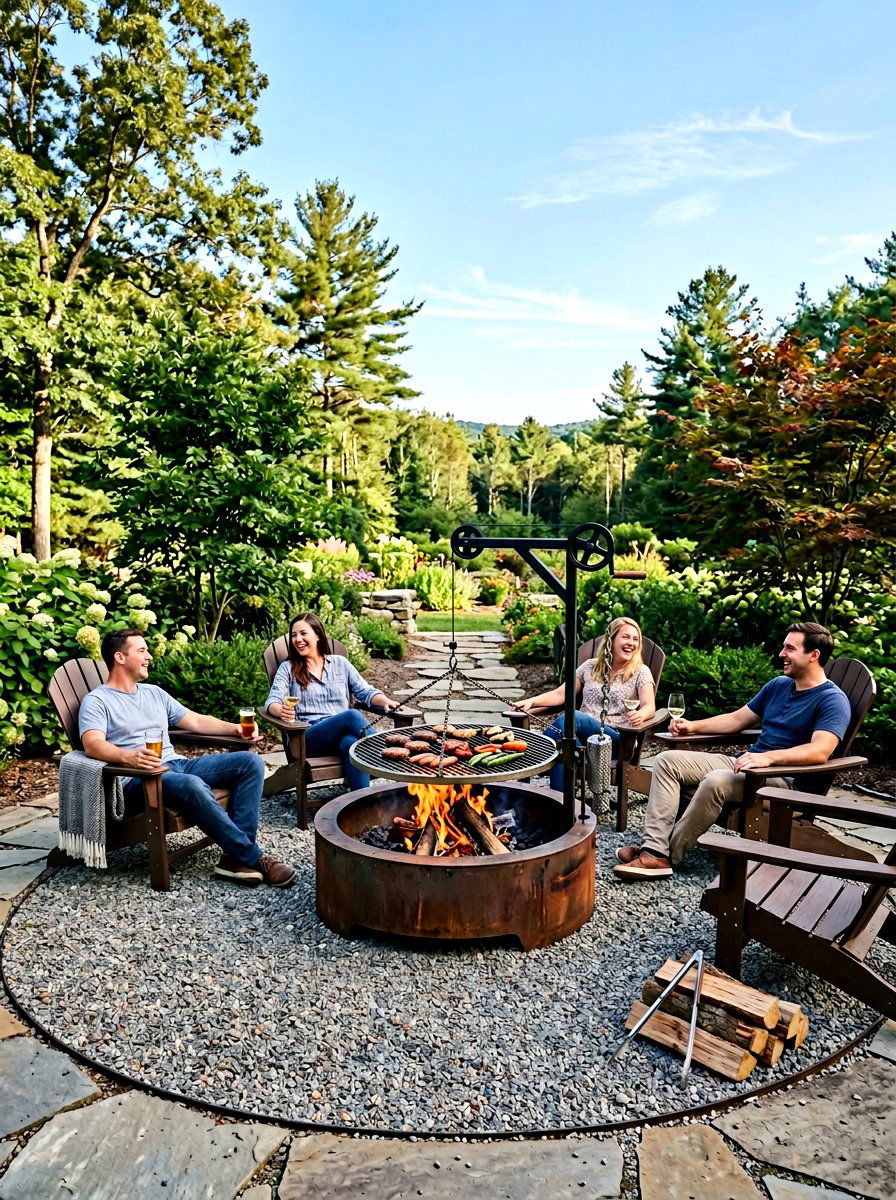 Fire Pit With Grill - 30 bbq area ideas