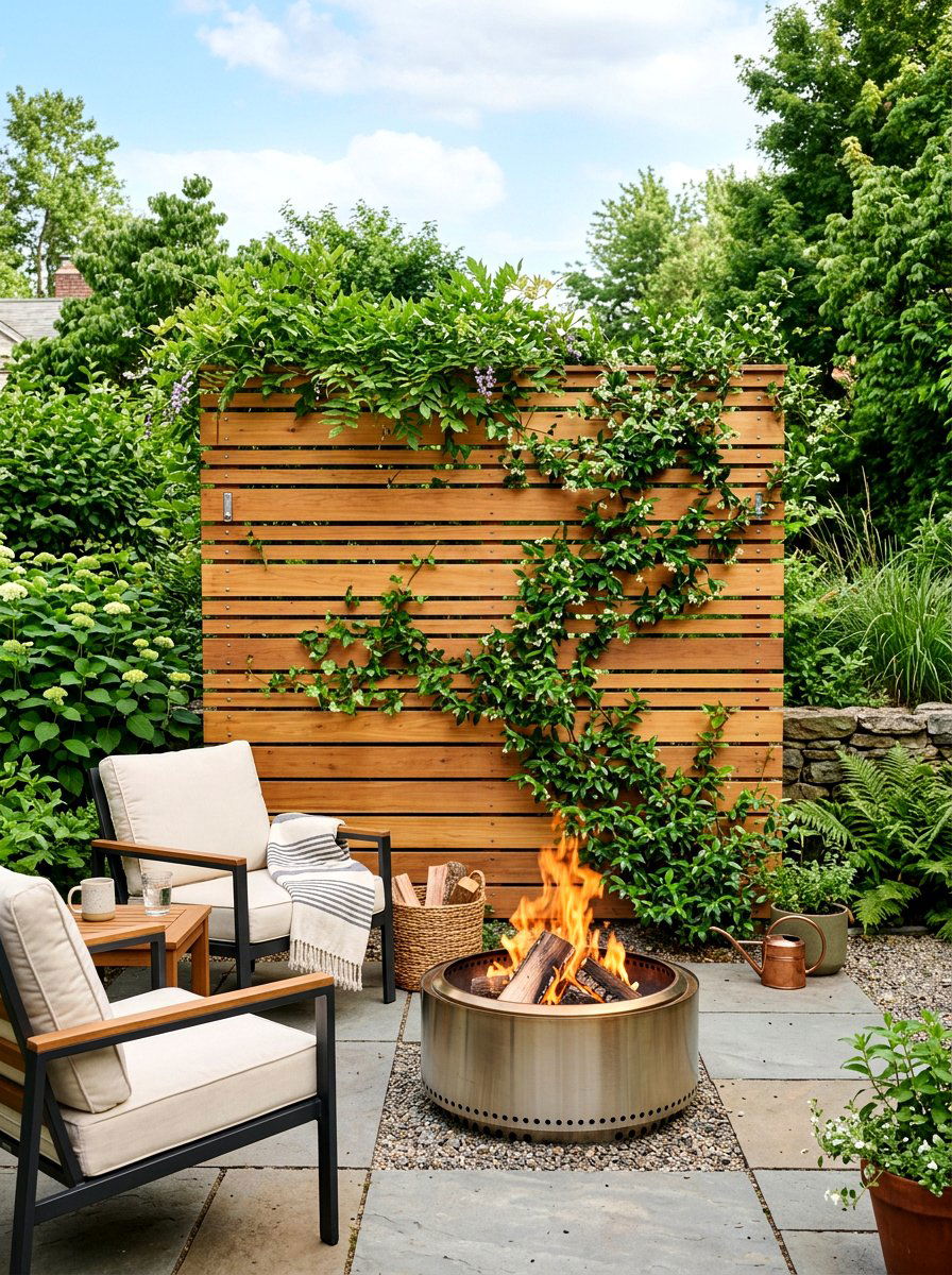 Fire Pit With Privacy Screen - 30 fire pit landscaping ideas