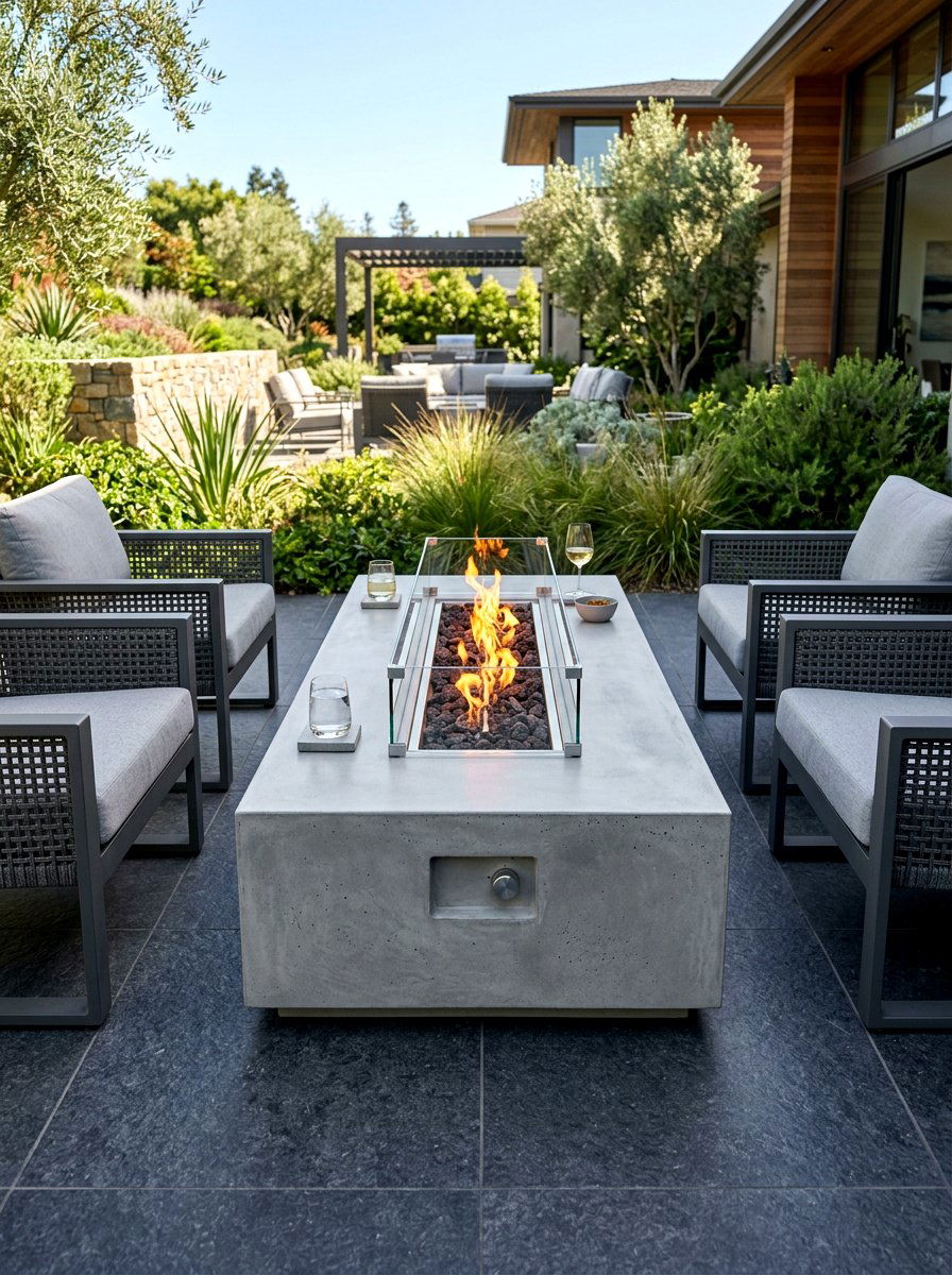 Fire Table Center - 30 sunset hosting patio ideas