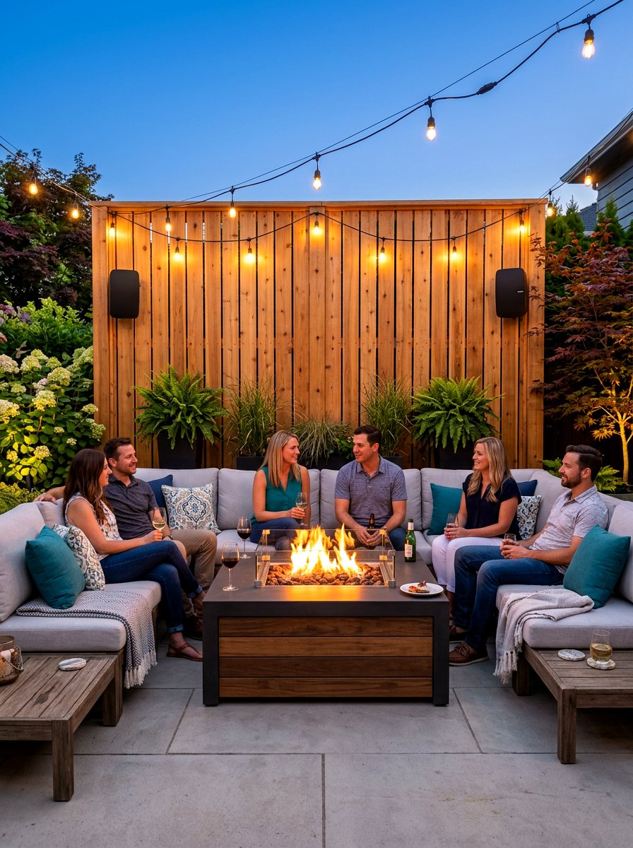 Fire Table Privacy Wall Setup - 30 fire table patio ideas