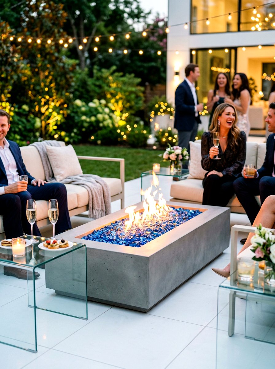 Fire glass fire pit - 30 round fire pit ideas