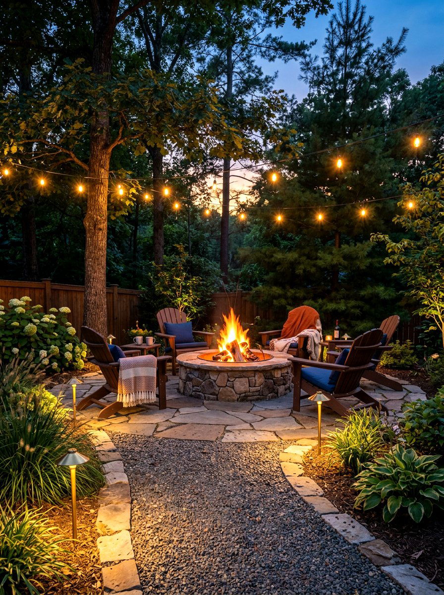 Fire pit area lighting - 30 landscape lighting ideas