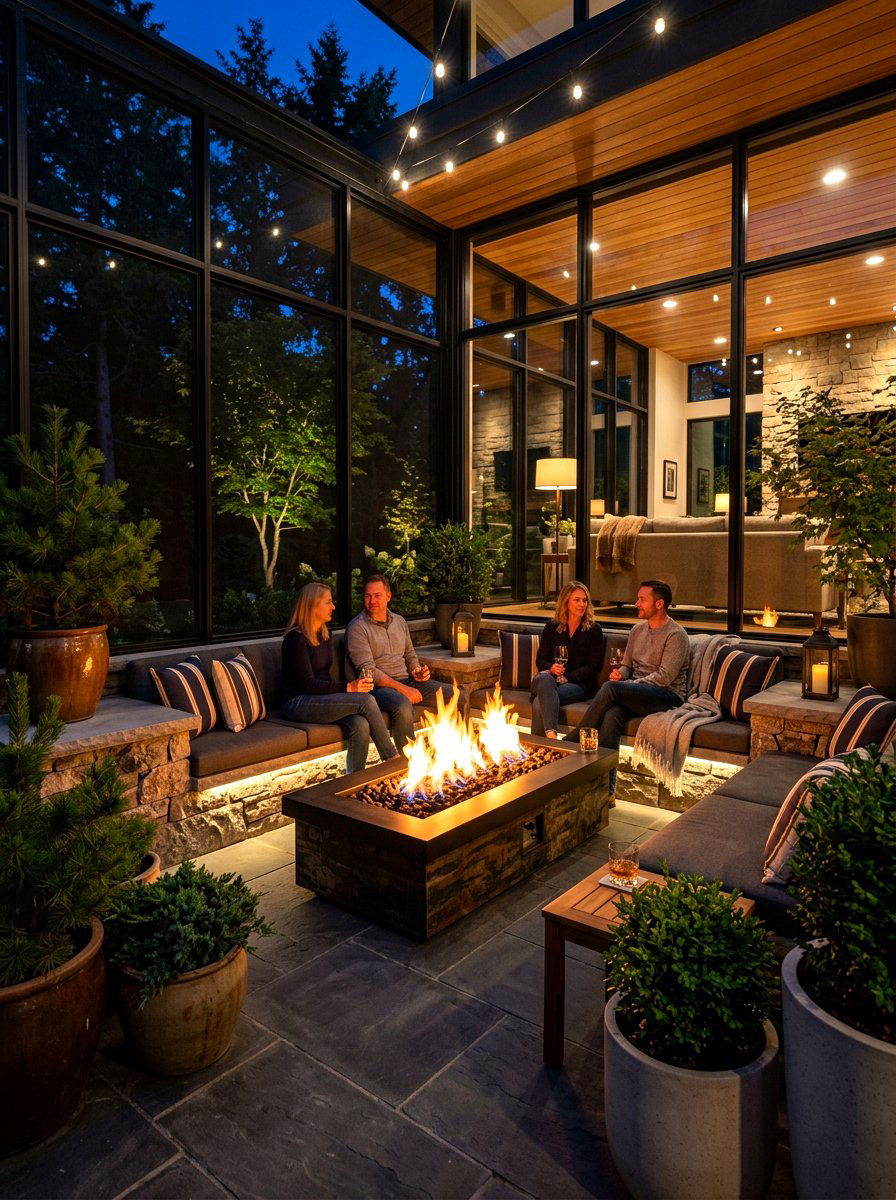 Fire pit courtyard - 30 indoor courtyard home ideas