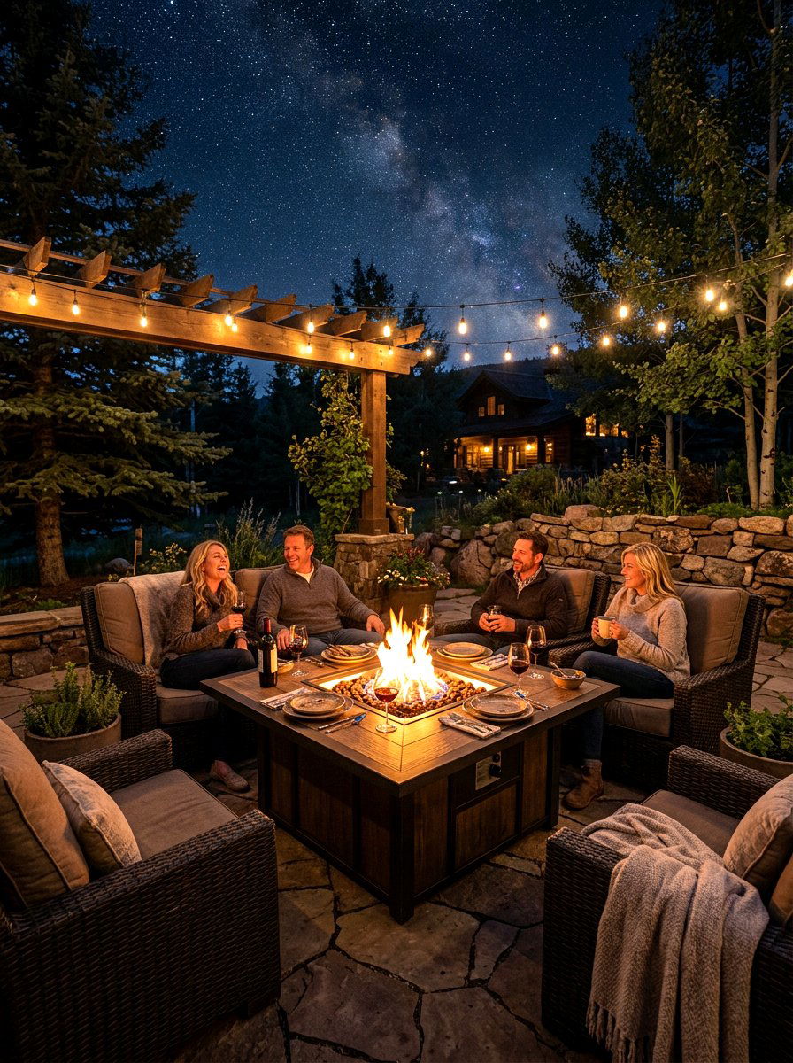 Fire pit dining table - 30 outdoor dining furniture ideas