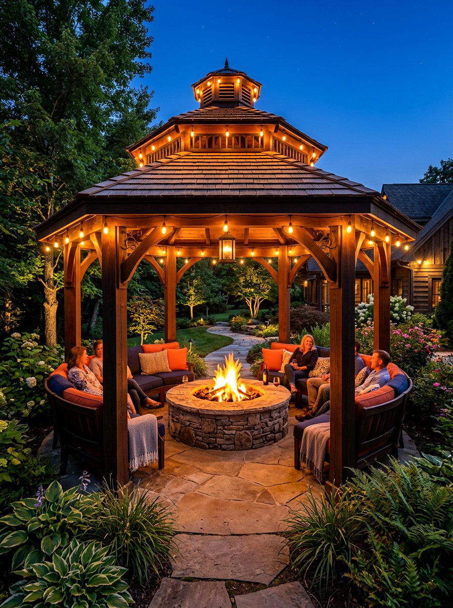 Fire pit gazebo - 30 garden party gazebo ideas