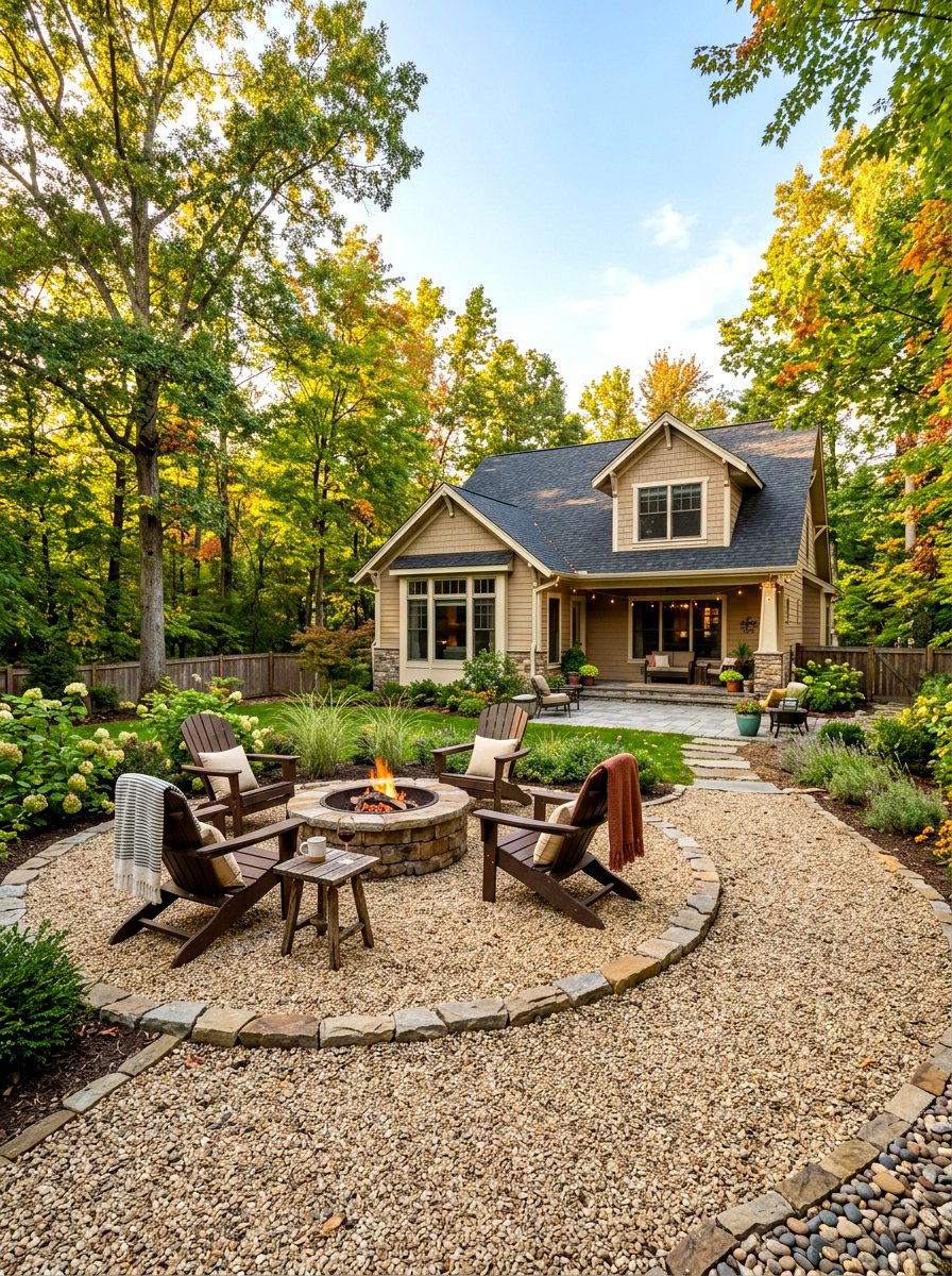 Fire pit gravel area - 30 gravel path backyard ideas