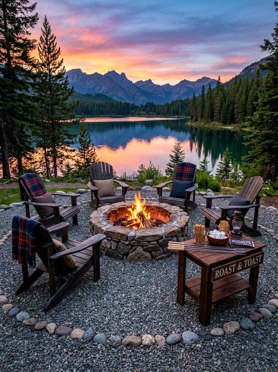 Fire pit picnic - 30 backyard picnic area ideas