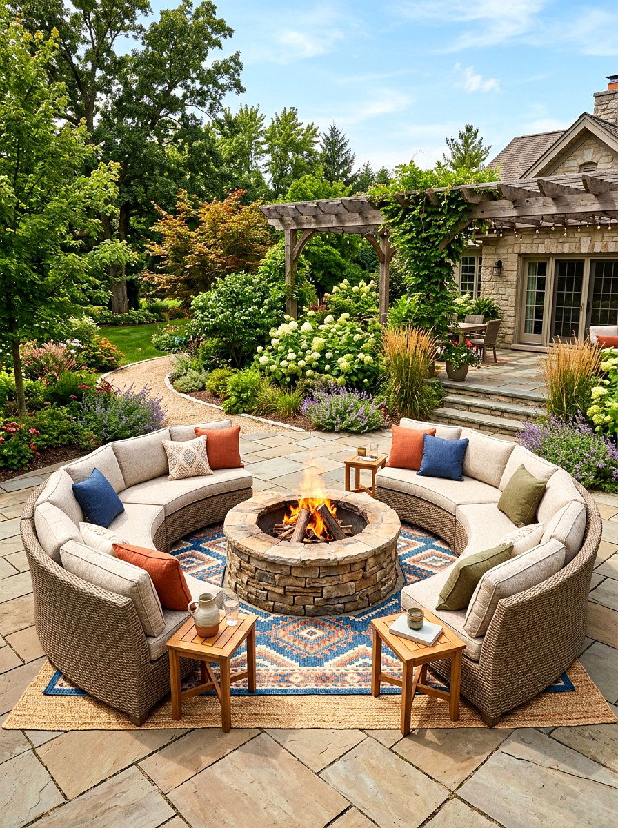 Fire pit seating - 30 round fire pit ideas